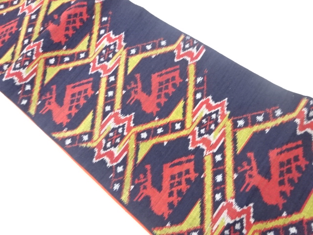 JAPANESE KIMONO / VINTAGE FUKURO OBI / SILK / PLANT DYES / TSUMUGI / WOVEN ARISUGAWA PATTERN